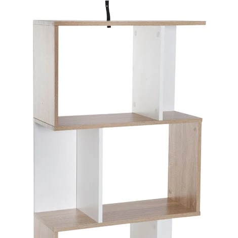 HOMCOM 4-tier Storage Display Shelving Bookcase S Shape Design Divider Unit Particle White 6 HOMCOM 4-tier Storage Display Shelving Bookcase S Shape Design Divider Unit Particle White - Image 4