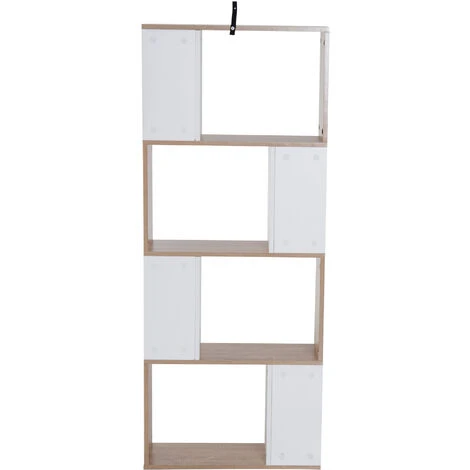 HOMCOM 4-tier Storage Display Shelving Bookcase S Shape Design Divider Unit Particle White 7 HOMCOM 4-tier Storage Display Shelving Bookcase S Shape Design Divider Unit Particle White - Image 5