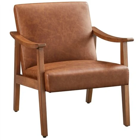 Yaheetech Faux Leather Accent Chair,Solid Wood Legs,Modern, Light Brown 3 Yaheetech Faux Leather Accent Chair,Solid Wood Legs,Modern, Light Brown