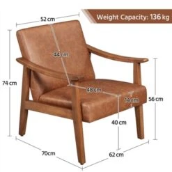 Yaheetech Faux Leather Accent Chair,Solid Wood Legs,Modern, Light Brown 11 Yaheetech Faux Leather Accent Chair,Solid Wood Legs,Modern, Light Brown -Living Room Furniture Store 88623297 5
