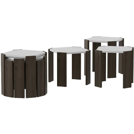 Decorotika Lori 3-Pieces Nesting Table Coffee Tables White Walnut 5 Decorotika Lori 3-Pieces Nesting Table Coffee Tables White Walnut - Image 3