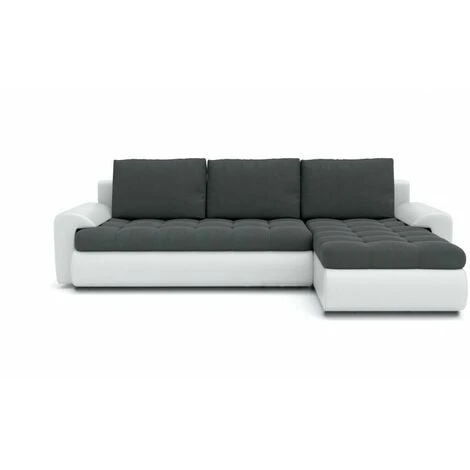 Tokyo Right Hand Facing Velvet Fabric Corner Sofa Bed - Dark Grey & White 3 Tokyo Right Hand Facing Velvet Fabric Corner Sofa Bed - Dark Grey & White