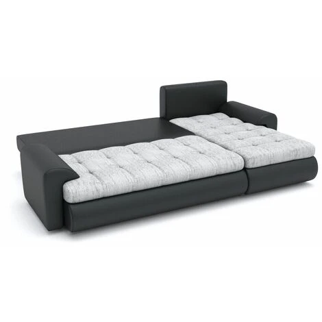 Tokyo Right Hand Facing Velvet Fabric Corner Sofa Bed - Dark Grey & White 4 Tokyo Right Hand Facing Velvet Fabric Corner Sofa Bed - Dark Grey & White - Image 2