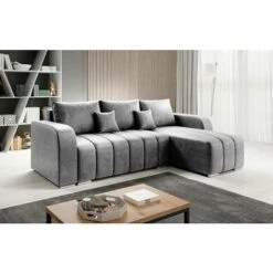 Puffo Universal L-Shape Velvet Corner Sofa Bed - Grey