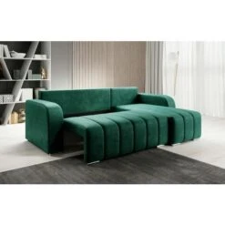 Puffo Universal L-Shape Velvet Corner Sofa Bed - Grey -Living Room Furniture Store 88962320 3