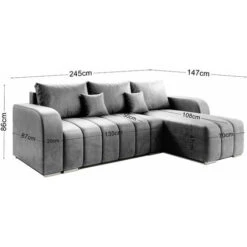 Puffo Universal L-Shape Velvet Corner Sofa Bed - Bottle Green -Living Room Furniture Store 88962328 4