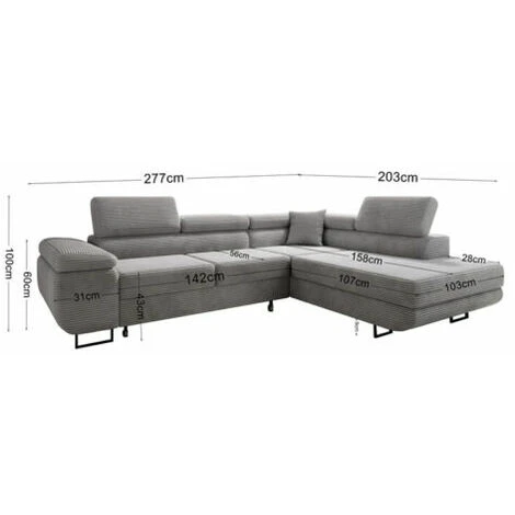 Aston Jumbo Cord Left Hand Facing Corner Sofa Bed With Storage And Lift Mechanism - Dark Grey 4 Aston Jumbo Cord Left Hand Facing Corner Sofa Bed With Storage And Lift Mechanism - Dark Grey - Image 2