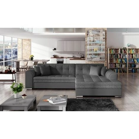 Sorento Right Hand Facing Corner Sofa Bed - Medium Grey & Grey 3 Sorento Right Hand Facing Corner Sofa Bed - Medium Grey & Grey