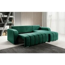 Puffo Universal L-Shape Velvet Corner Sofa Bed - Navy Blue -Living Room Furniture Store 88962355 3