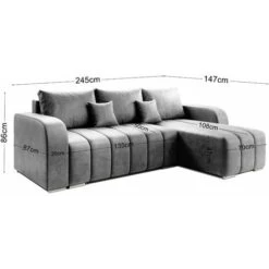 Puffo Universal L-Shape Velvet Corner Sofa Bed - Navy Blue -Living Room Furniture Store 88962355 4