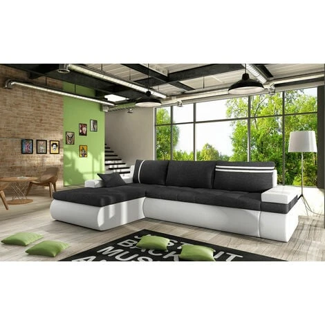 Max Left Hand Facing Corner Sofa Bed - Dark Grey & White 3 Max Left Hand Facing Corner Sofa Bed - Dark Grey & White