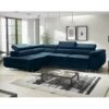 Aston Velvet Left Hand Facing Corner Sofa Bed With Storage And Lift Mechanism - Navy Blue