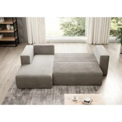 Stripes Jumbo Cord Right Hand Facing Corner Sofa Bed - Cream 8 Stripes Jumbo Cord Right Hand Facing Corner Sofa Bed - Cream -Living Room Furniture Store 88962444 2