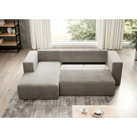 Stripes Jumbo Cord Right Hand Facing Corner Sofa Bed - Cream 5 Stripes Jumbo Cord Right Hand Facing Corner Sofa Bed - Cream - Image 3