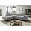 Aston Jumbo Cord Left Hand Facing Corner Sofa Bed With Storage And Lift Mechanism - Light Grey