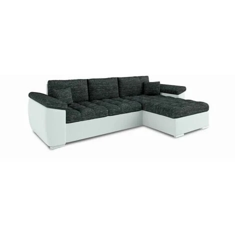 Vegas Universal L-Shape Corner Sofa Bed - Dark Grey & White 3 Vegas Universal L-Shape Corner Sofa Bed - Dark Grey & White