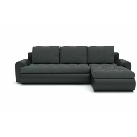 Tokyo Right Hand Facing Velvet Fabric Corner Sofa Bed - Dark Grey & Black 3 Tokyo Right Hand Facing Velvet Fabric Corner Sofa Bed - Dark Grey & Black