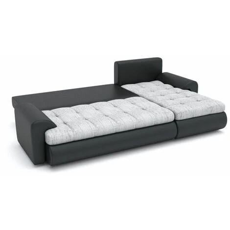 Tokyo Right Hand Facing Velvet Fabric Corner Sofa Bed - Dark Grey & Black 4 Tokyo Right Hand Facing Velvet Fabric Corner Sofa Bed - Dark Grey & Black - Image 2