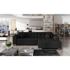 Sorento Right Hand Facing Corner Sofa Bed - Black