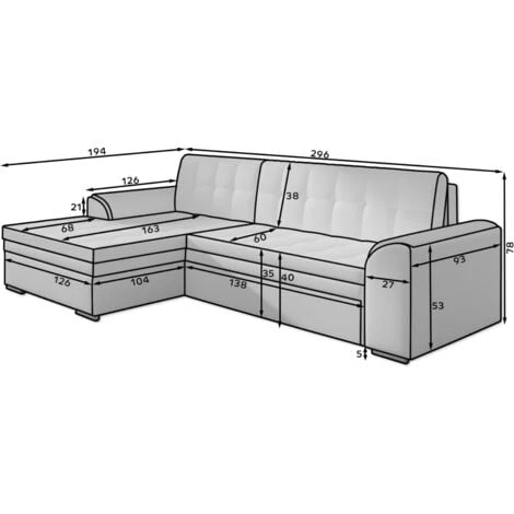 Sorento Left Hand Facing Corner Sofa Bed - Medium Grey & Grey 4 Sorento Left Hand Facing Corner Sofa Bed - Medium Grey & Grey - Image 2