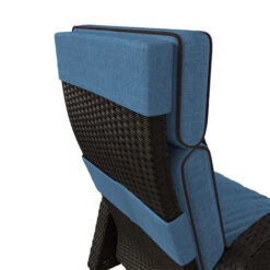 Grand Patio Recliner PE Wicker, Adjustable Position Height Armchair With Flip Table And Cushion, Aluminum Frame, Lounge Chair For Indoor, Outdoor(Brown Wicker, Blue Cushion) -Living Room Furniture Store 89117633 3