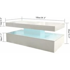 High Gloss Coffee Table White Rectangle Tea Table With LED Light Living Room 8 High Gloss Coffee Table White Rectangle Tea Table With LED Light Living Room -Living Room Furniture Store 89319538 2