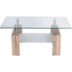 Coffee Table For Living Room, Rectangle Glass Coffee Table With Stainless Steel Tube Support & Wooden Legs, Modern Coffee Table With Storage Glass Shelf For Home Living Room Office Furniture 8 Coffee Table For Living Room, Rectangle Glass Coffee Table With Stainless Steel Tube Support & Wooden Legs, Modern Coffee Table With Storage Glass Shelf For Home Living Room Office Furniture -Living Room Furniture Store 89330415 2