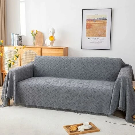 HIASDFLS Plaid Canape Grande Taille Housse Canapé 3 Places Réversible Couvre Canapé Jete De Canape Polyvalente Avec Décoratifs Glands - Gris, 180x300cm 3 HIASDFLS Plaid Canape Grande Taille Housse Canapé 3 Places Réversible Couvre Canapé Jete De Canape Polyvalente Avec Décoratifs Glands - Gris, 180x300cm