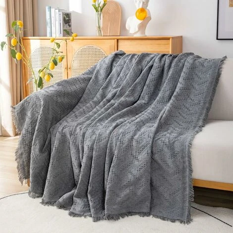 HIASDFLS Plaid Canape Grande Taille Housse Canapé 3 Places Réversible Couvre Canapé Jete De Canape Polyvalente Avec Décoratifs Glands - Gris, 180x300cm 6 HIASDFLS Plaid Canape Grande Taille Housse Canapé 3 Places Réversible Couvre Canapé Jete De Canape Polyvalente Avec Décoratifs Glands - Gris, 180x300cm - Image 4