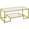 Yaheetech Modern Tempered Glass Coffee Table,106cm Lx 50cm W X 45cm H, Gold -Living Room Furniture Store 90284940 1
