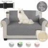 LITZEE Waterproof Sofa Covers Sofa Covers With Elastic Straps Non-Slip Foam For Living Room Dog Protector Protect From Pets, Spills, Wear And Cracks (Grey, 2 Seater 116 X 190cm)
