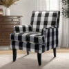 Upholstered Armchair Comfy Accent Occasional Chair With Padded Cushion And Wooden Legs For Lounge Living Room Bedroom, Black -Living Room Furniture Store 90406552 2