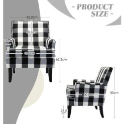 Upholstered Armchair Comfy Accent Occasional Chair With Padded Cushion And Wooden Legs For Lounge Living Room Bedroom, Black -Living Room Furniture Store 90406552 5