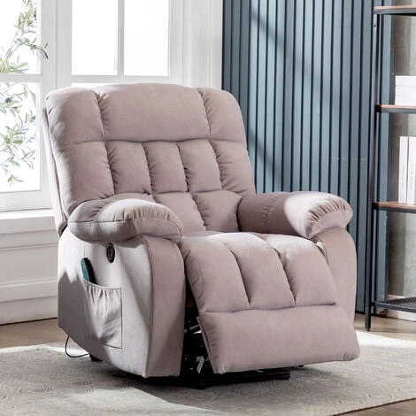 Electric Power Lift Recliner Chair Sofa Armchair With Massage And Heat For Elderly With 2 Side Pockets, USB Ports, Beige 3 Electric Power Lift Recliner Chair Sofa Armchair With Massage And Heat For Elderly With 2 Side Pockets, USB Ports, Beige