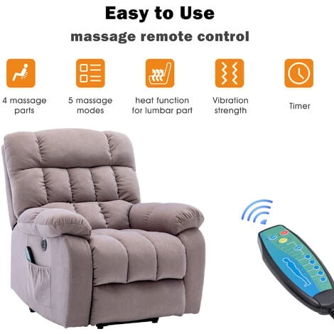 Electric Power Lift Recliner Chair Sofa Armchair With Massage And Heat For Elderly With 2 Side Pockets, USB Ports, Beige 4 Electric Power Lift Recliner Chair Sofa Armchair With Massage And Heat For Elderly With 2 Side Pockets, USB Ports, Beige - Image 2