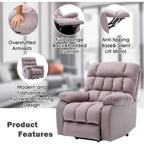 Electric Power Lift Recliner Chair Sofa Armchair With Massage And Heat For Elderly With 2 Side Pockets, USB Ports, Beige 6 Electric Power Lift Recliner Chair Sofa Armchair With Massage And Heat For Elderly With 2 Side Pockets, USB Ports, Beige - Image 4