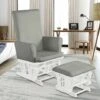 Nursing Glider Footstool Reclining Maternity Chair Wooden Rocking Furniture Grey -Living Room Furniture Store 91487168 1