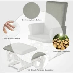 Nursing Glider Footstool Reclining Maternity Chair Wooden Rocking Furniture Grey -Living Room Furniture Store 91487168 4