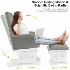 Nursing Glider Footstool Reclining Maternity Chair Wooden Rocking Furniture Grey -Living Room Furniture Store 91487168 5