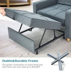 YODOLLA Convertible Sofa Bed 3-in-1 Pull Out Arm Chair Folding Recliner Sleeper Single Bed For Adults, Dark Gray -Living Room Furniture Store 91847304 3