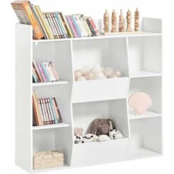 SoBuy Children Kids Bookcase Book Shelf Toy Shelf Storage Display Shelf With 8 Storage Compartments,KMB55-W