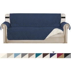 Easy Living Couch Cover Water Resistant Reversible Couch Cover Couch Slipcover With Foam Sticks Elastic Straps Furniture Protector For Pets Kids Children Dog Cat (Sofa, Blue)