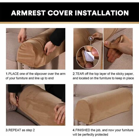 Thick Velvet Stretch Armrest Covers For Chairs And Sofas Armchair Slipcovers Sofa Arm Covers Non-Slip Sofa Armrest Covers Camel) 7 Thick Velvet Stretch Armrest Covers For Chairs And Sofas Armchair Slipcovers Sofa Arm Covers Non-Slip Sofa Armrest Covers Camel) - Image 5