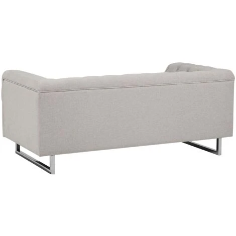 2 Seater Sofa Upholstered Button Tufting Chesterfield Low Back Beige Vissland 7 2 Seater Sofa Upholstered Button Tufting Chesterfield Low Back Beige Vissland - Image 5
