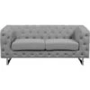 2 Seater Sofa Upholstered Button Tufting Chesterfield Low Back Grey Vissland -Living Room Furniture Store 9353997 1