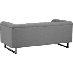 2 Seater Sofa Upholstered Button Tufting Chesterfield Low Back Grey Vissland 11 2 Seater Sofa Upholstered Button Tufting Chesterfield Low Back Grey Vissland -Living Room Furniture Store 9353997 5