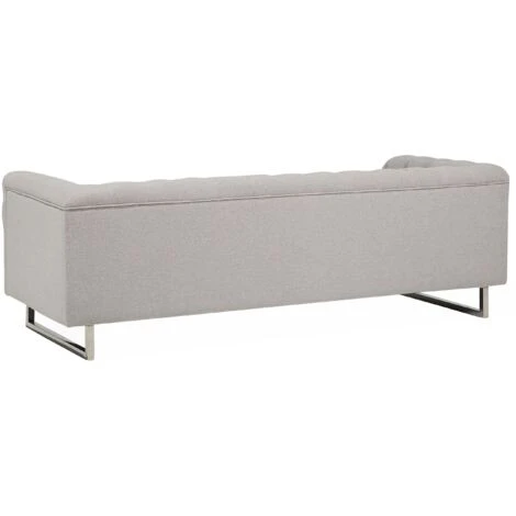 3 Seater Sofa Upholstered Button Tufting Chesterfield Low Back Beige Vissland 7 3 Seater Sofa Upholstered Button Tufting Chesterfield Low Back Beige Vissland - Image 5