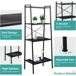 EMKE Freestanding Storage Shelves Black Ladder Shelf Shelves Storage For Living Room Bedroom Kitchen Balcony, Easy To Assemble 8 EMKE Freestanding Storage Shelves Black Ladder Shelf Shelves Storage For Living Room Bedroom Kitchen Balcony, Easy To Assemble -Living Room Furniture Store 94035381 2