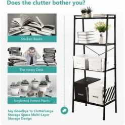 EMKE Freestanding Storage Shelves Black Ladder Shelf Shelves Storage For Living Room Bedroom Kitchen Balcony, Easy To Assemble 9 EMKE Freestanding Storage Shelves Black Ladder Shelf Shelves Storage For Living Room Bedroom Kitchen Balcony, Easy To Assemble -Living Room Furniture Store 94035381 3