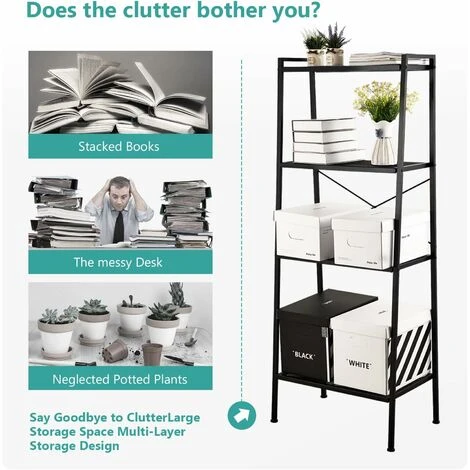 EMKE Freestanding Storage Shelves Black Ladder Shelf Shelves Storage For Living Room Bedroom Kitchen Balcony, Easy To Assemble 5 EMKE Freestanding Storage Shelves Black Ladder Shelf Shelves Storage For Living Room Bedroom Kitchen Balcony, Easy To Assemble - Image 3